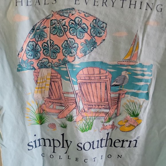 Simply Southern Shirt Womens Small Blue Salt Water Heals Everything Ladies - Picture 9 of 9